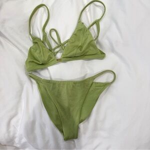Gooseberry Swim Green Bikini Top and Bottom